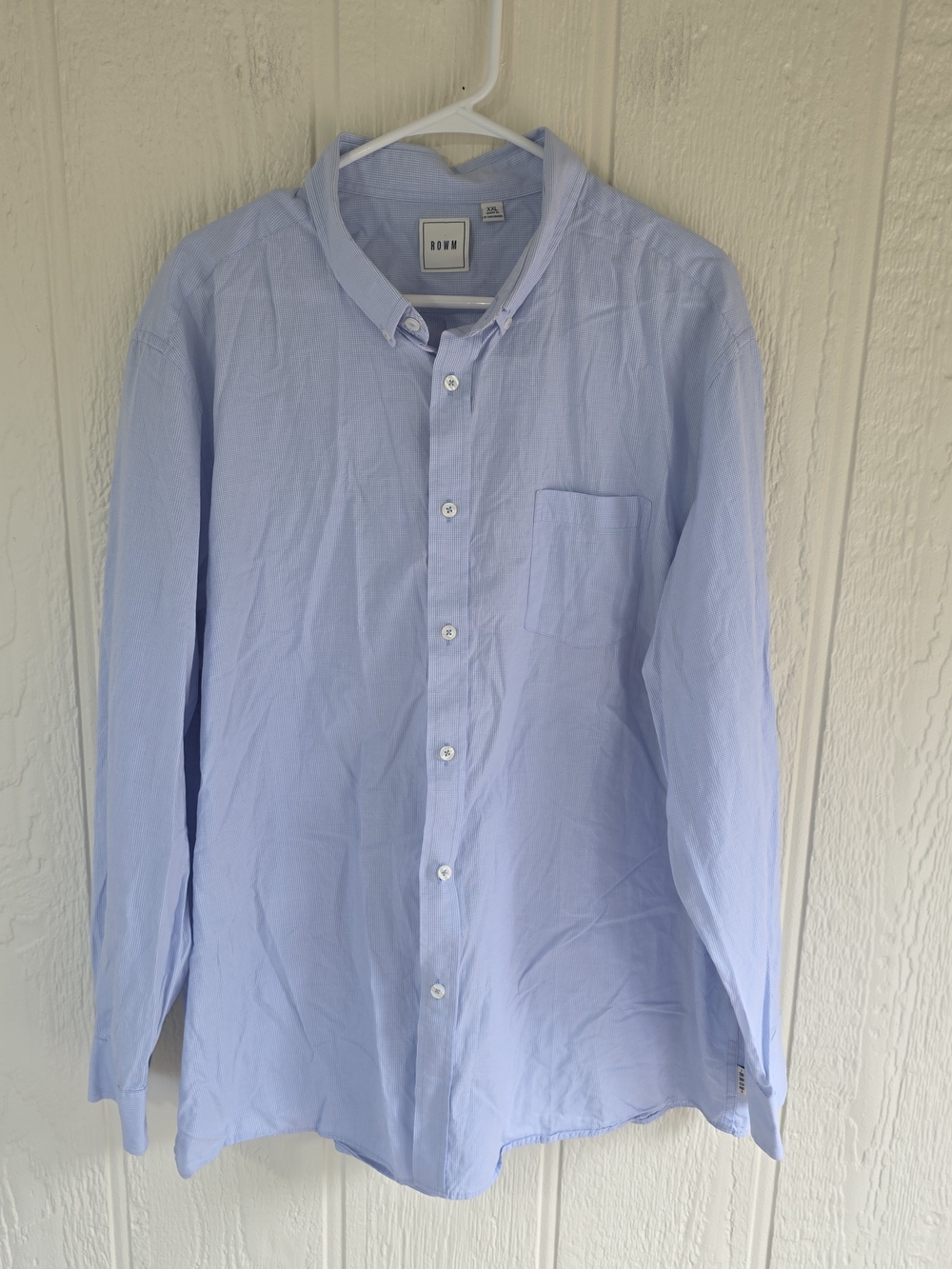 Men's Light Blue Casual Button-Down Shirt with Chest Pocket, Size XXL